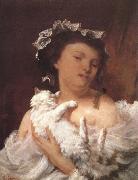 Gustave Courbet Lady and cat USA oil painting artist